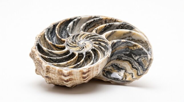 Luxury Seashell with Marble Interior Isolated on White Background