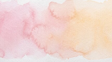 Fototapeta premium Soft Watercolor Wash Background in Pastel Pink and Yellow Hues.