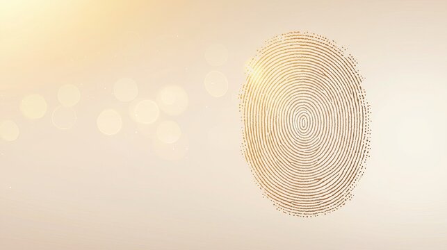 Glowing Fingerprint on Soft Background with Warm Tones and Bokeh Light Effects