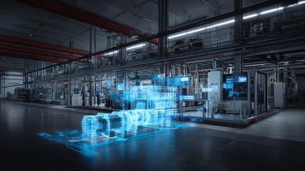 Fototapeta premium Modern digital factory with advanced technology.