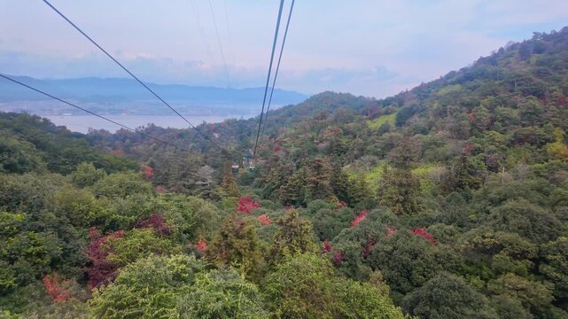 ロープウェイから見た紅葉の風景
