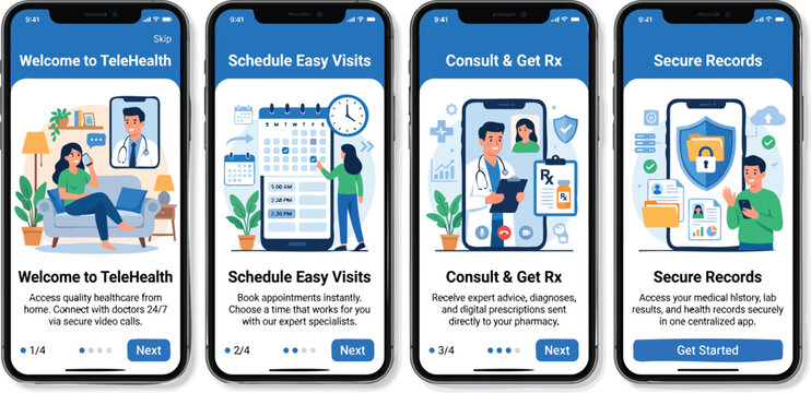 Telehealth Mobile App Screenshots - Healthcare Services and Features