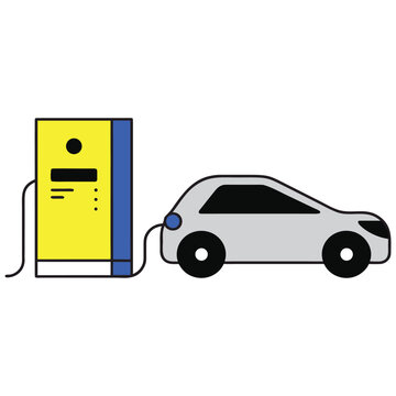 Minimal Electric Vehicle Charging Station Vector Illustration