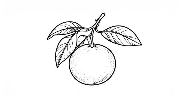 Botanical line art sketch of a whole citrus fruit.