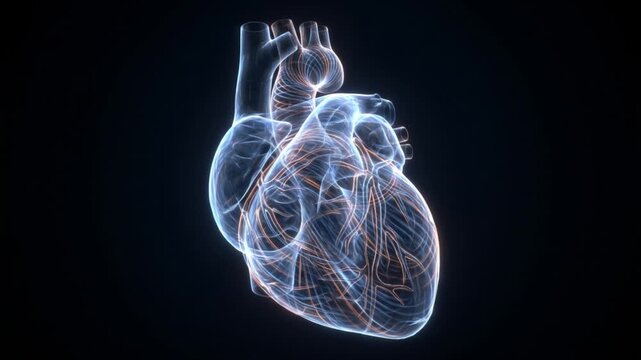 脈絡叢から脳脊髄液が噴出する様子を蛍光発光で表現した透明な脳のアイソメトリック3DCGアニメーション