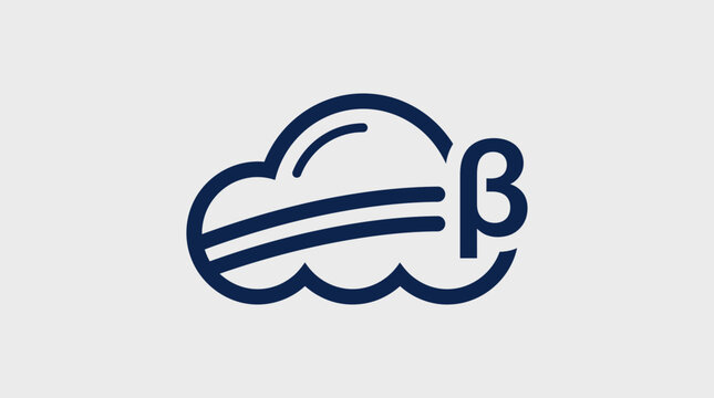 Beta cloud icon with motion lines vector.