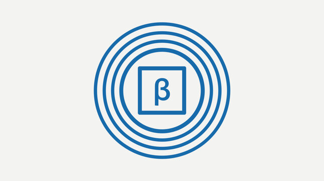 Beta letter symbol centered in concentric circles icon.