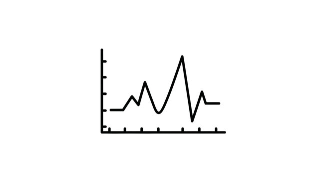 Line Graph Icon Showing Fluctuating Data Trend, Business Analytics and Growth Concept