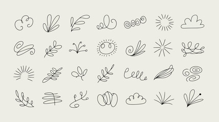 Fototapeta premium Hand Drawn Organic Shapes and Botanical Elements Collection doodle, organic, botanical