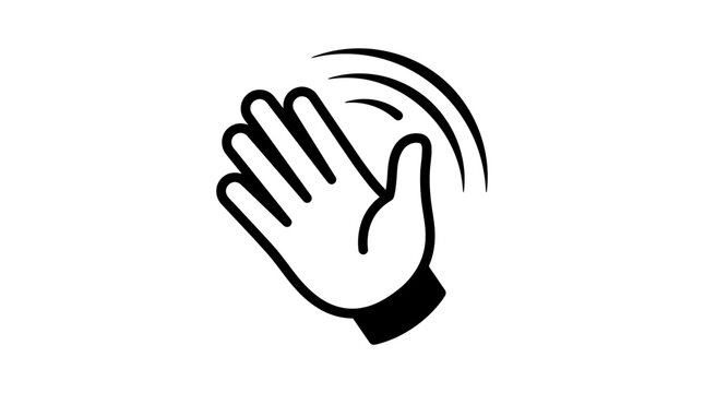 Human hand waving hello or goodbye with motion lines.