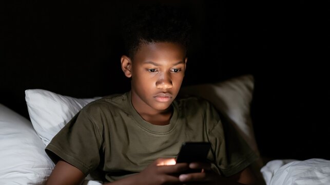 Light Brown zoomer is doomscrolling at night in solitude