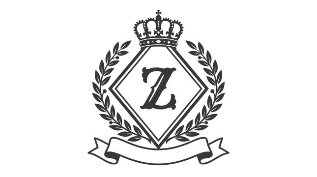 Letter Z heraldic crest with crown and laurel.