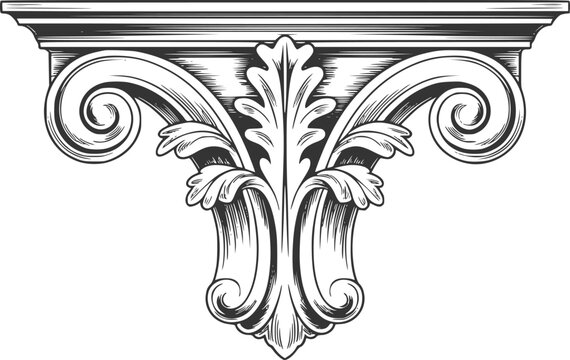 Vintage architectural corbel featuring ornate acanthus leaf carvings and scrollwork detail