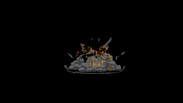 Smoke puff FX explosion, flash 2D smoke burst, sparks hand drawn neon glow dust, alpha channel black background, 4K smoke blast explosion with animated effects.
