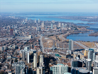 Obraz premium Aerial panoramic view of downtown Ottawa, Parliament Hill and Ottawa River, Ontario, Canada. g.
