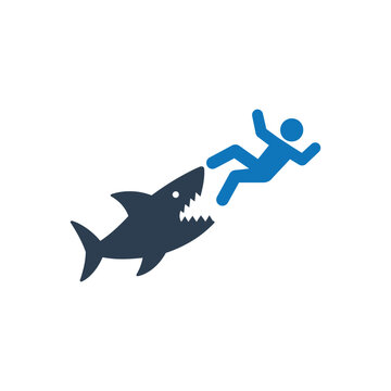 Shark Attacking Swimming Person icon