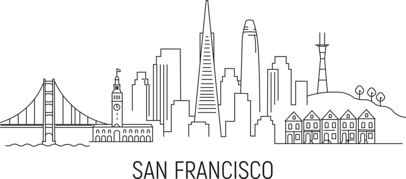 Thin line art of San Francisco skyline