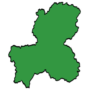 岐阜県地図 中部地方 緑色 筆タッチ 和風 東日本 / A brushstroke map of Gifu Prefecture / green