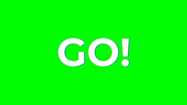 Animated numerical countdown with go text on green screen