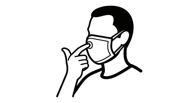 Man Adjusting Face Mask, Health Protection, Personal Hygiene, Coronavirus Prevention