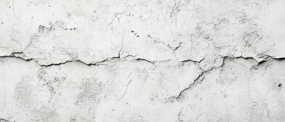 Obraz premium weathered white plaster wall with a long horizontal crack, peeling paint and rough textured surface conveying decay and neglect