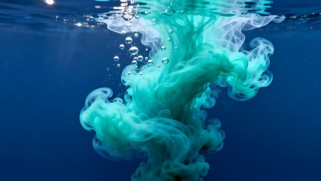 Underwater swirl of bluegreen ink