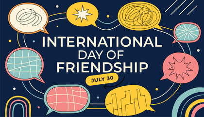 Colorful speech bubbles design for international day of friendship celebration banner © Naymul