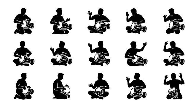 An illustration of the silhouette of someone playing the darbuka.