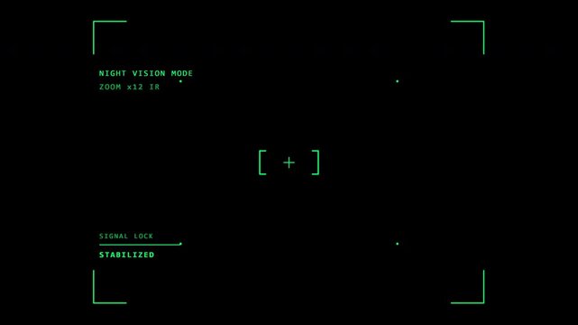 Drone Camera HUD Overlay Night Vision Green Rounded Corner Tracking Viewfinder Loop 4K
