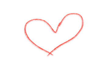 Fototapeta premium Hand drawn red heart symbol with chalk texture isolated on transparent background for romantic greeting designs.