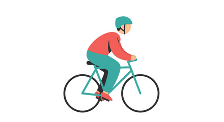 Fototapeta premium Cyclist on Bicycle Wearing Helmet, Flat Design Illustration