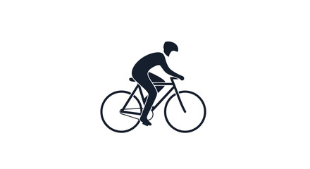 Obraz premium Cyclist Silhouette Icon: Man Riding Bicycle with Helmet, Vector Art
