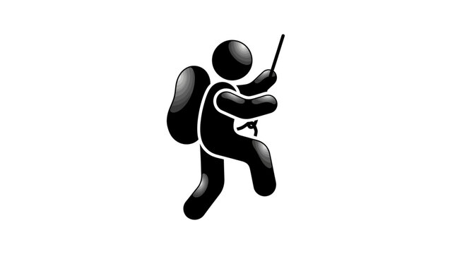 Climber Icon with Backpack and Rope - Extreme Sport Silhouette