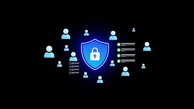 Data privacy protection concept with customer personal information security, user identity management, privacy compliance controls, secure data governance, and digital information protection system