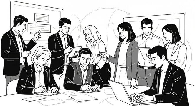 silhouettes of business people in a meeting