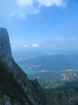 Schafberg Summit View Part 03 of 10 from cliff edge over Lake Wolfgangsee and St Gilgen Austria Alps
