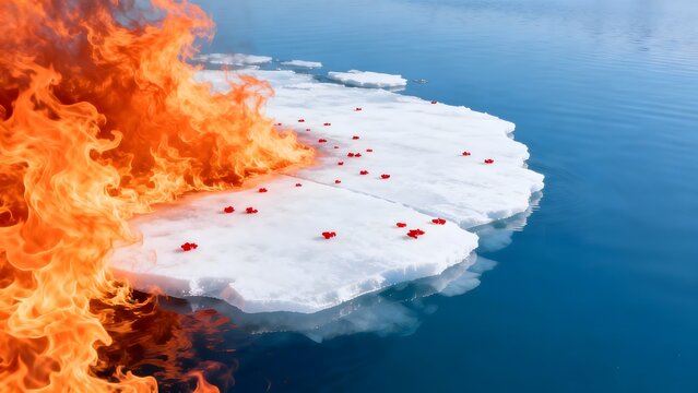 Ice burning in water