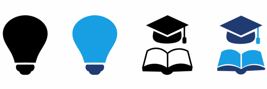 Creative Education and Smart Learning icon collections. Containing Light Bulb, Graduation Cap, Open Book, Knowledge Idea and more icons.
