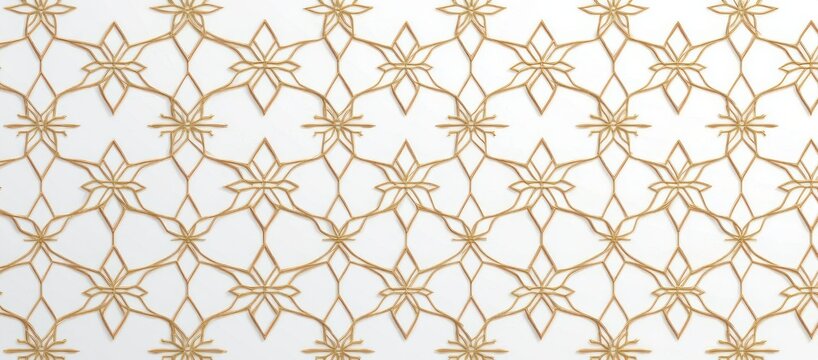 elegant gold geometric star lattice on white background conveying calm symmetry and refined ornamental design