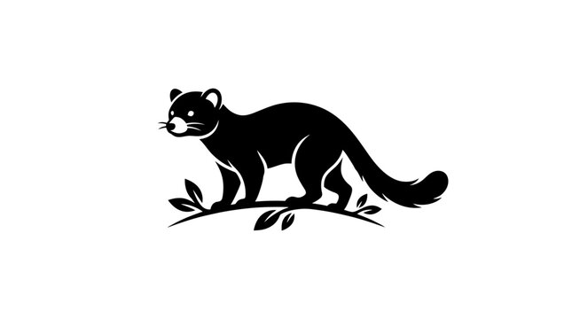 Black and white illustration of a binturong on a branch