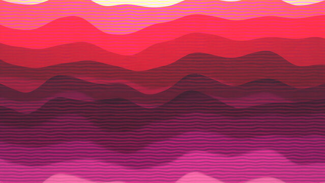 Abstract Fuchsia and Crimson Layered Waves with Pulsating Striped Texture