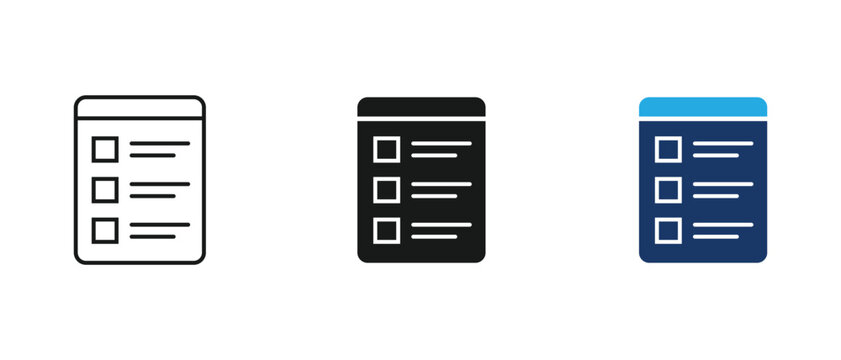 Notepad icon, checklist todo list, project management schedule survey document page. vector illustration