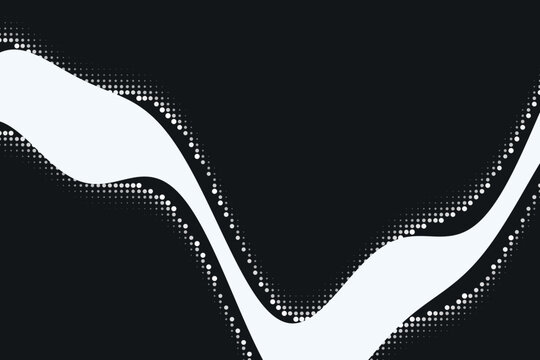 Halftone ribbon pattern with white and black gradient waves blackwhite