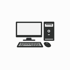 Fototapeta premium Black computer setup with monitor, keyboard, and mouse icon