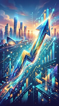Financial growth and market success with digital charts
