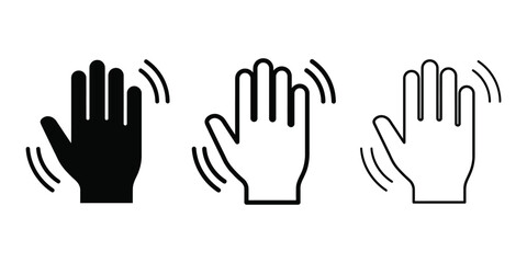 Waving hand gesture icon silhouette vector outline and line art © MD