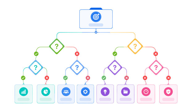 Colorful Business Decision Tree Infographic and Flowchart