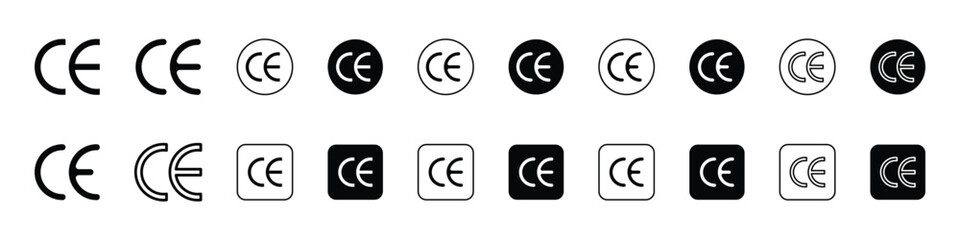 Obraz premium CE Mark European Conformity Certification Icons Set with Circle and Square Layouts