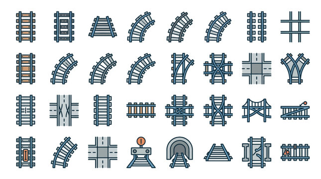 A futuristic illustration of various train tracks and structures are displayed in a technical drawing.
