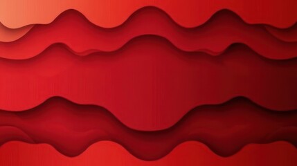 Fototapeta premium abstract layered red paper cut waves with deep shadows conveying warmth and bold dynamic energy